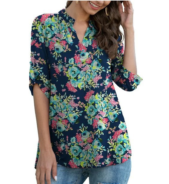 Women's Comfortable Fashion Long-sleeved Printed T-shirt Blouses