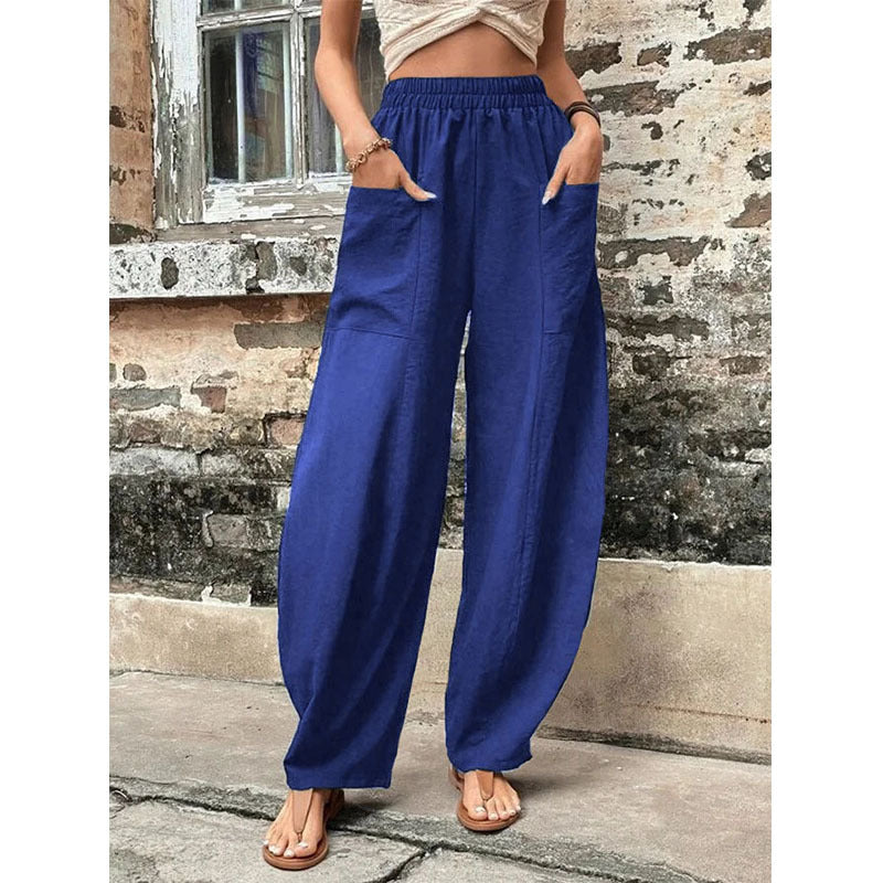 Pantalon à poche de couleur unie pour femme avec un pantalon