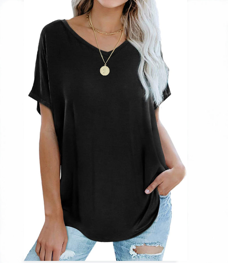 Women's T-shirt Loose Design V-neck Casual Summer Blouses