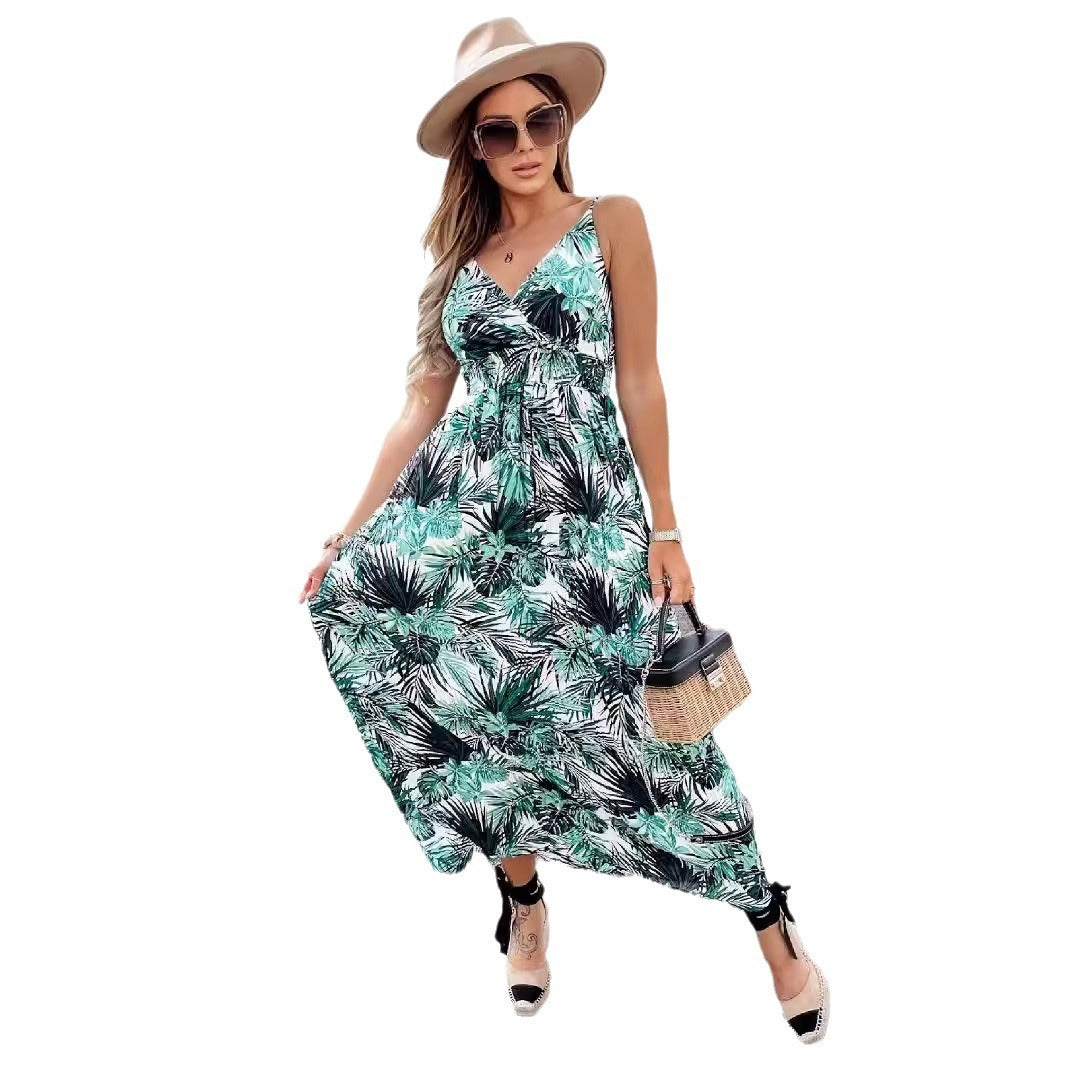 Women's Summer Sleeveless Floral Print Bohemian Dress Dresses