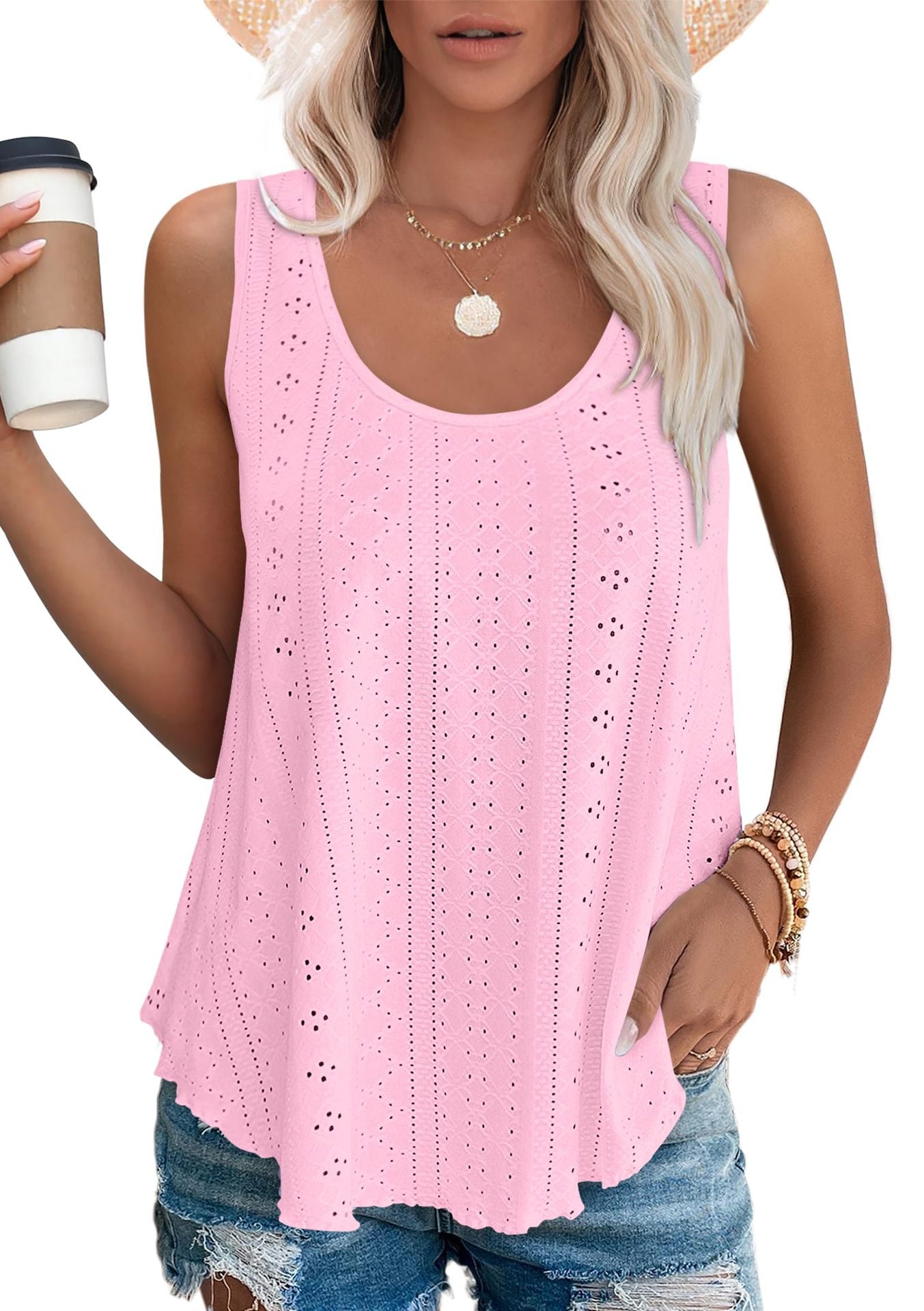 Charming Round Neck Loose Sleeveless T-shirt Blouses