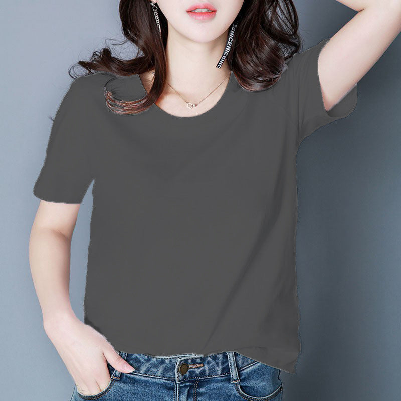 Women's Summer Korean Style White Short-sleeved T-shirt Base Blouses