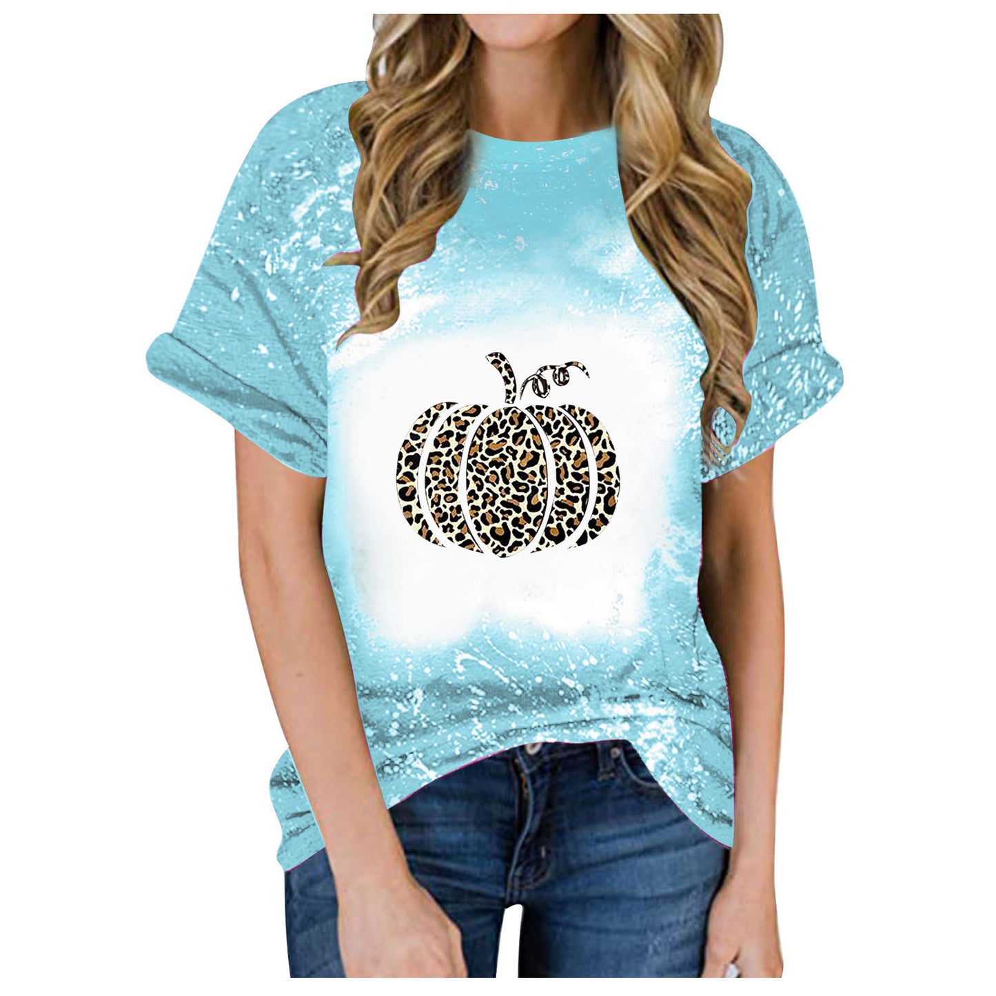 Women's Summer Halloween Pumpkin Printed Short-sleeved T-shirt Blouses