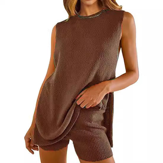 Women's Summer Loose Sleeveless Casual Two-piece Knitwear