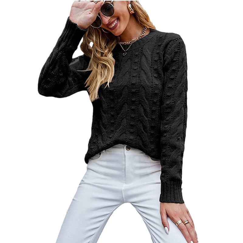 Beautiful Women's Long Sleeve Cable-knit Pullover Sweaters