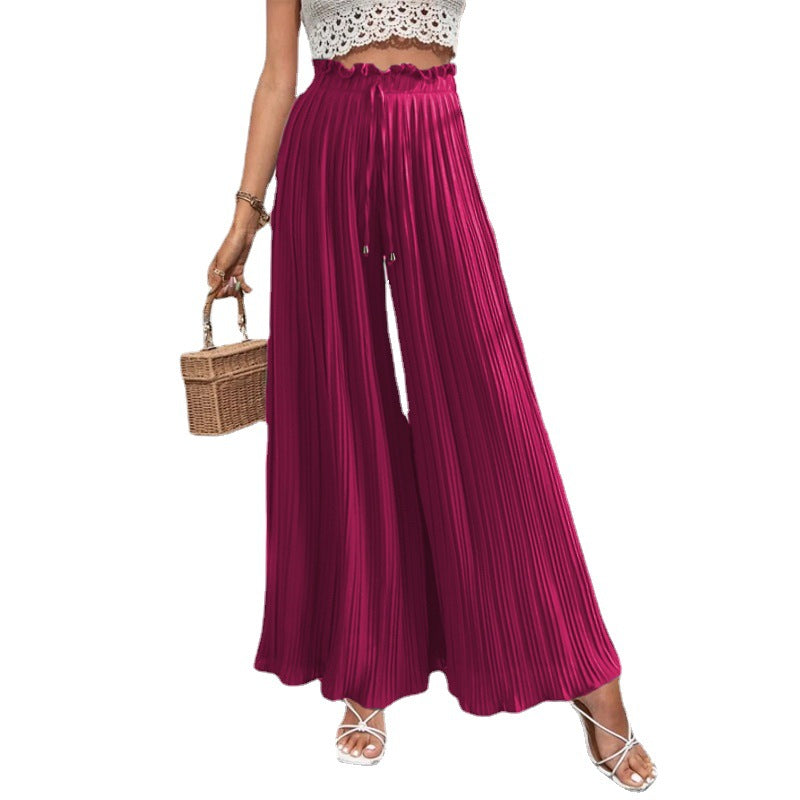 Women's Summer High Waist Casual Pleated Wide-leg Pants