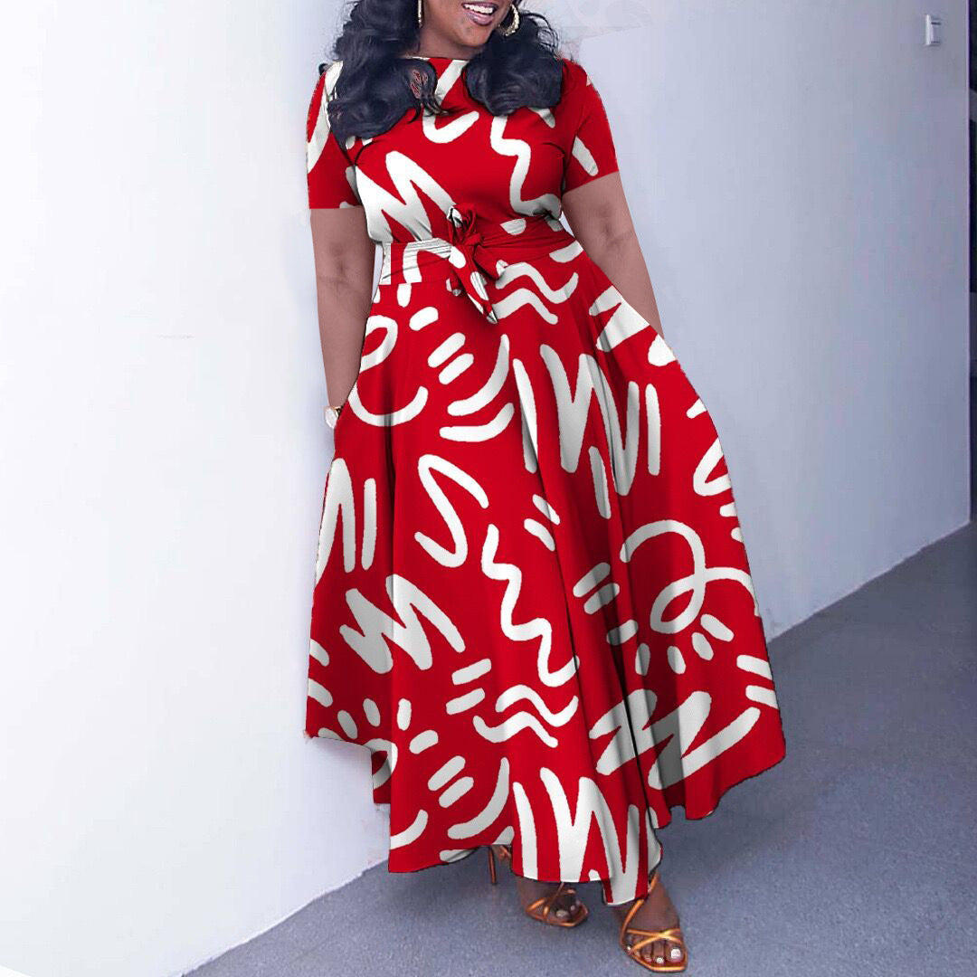 Women's Fashion Elegant Tied African Sleeve Large Dresses