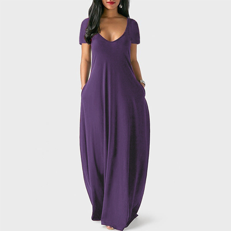 Robe d'été de couleur unie pour femmes, robes profondes sexy