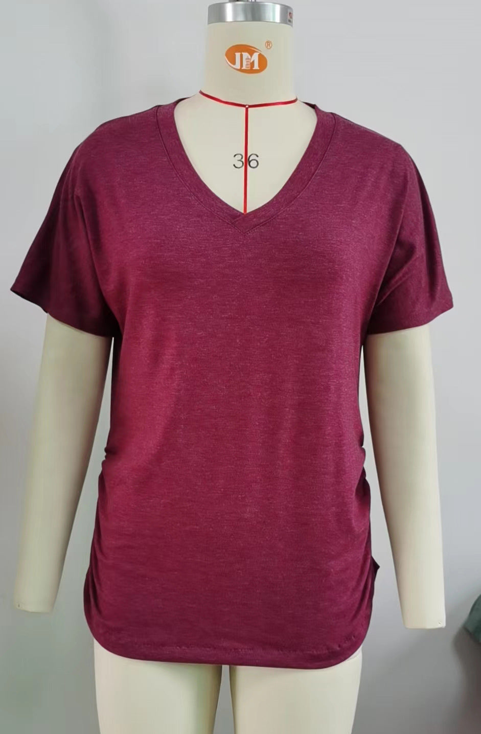 Women's Summer Leisure Pullover V-neck Solid Color Blouses