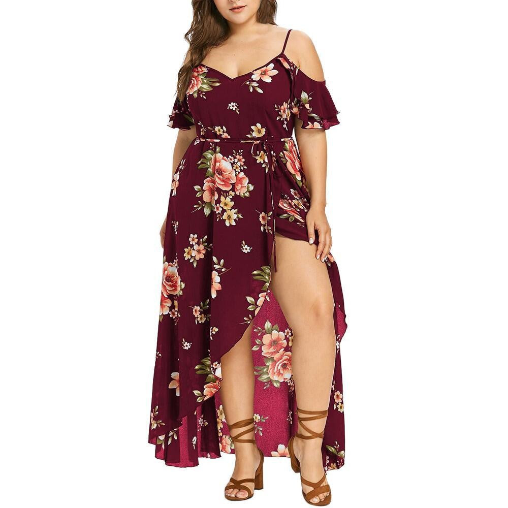 Women's Fashion Wear Printed Sexy Sleeve Summer Dresses