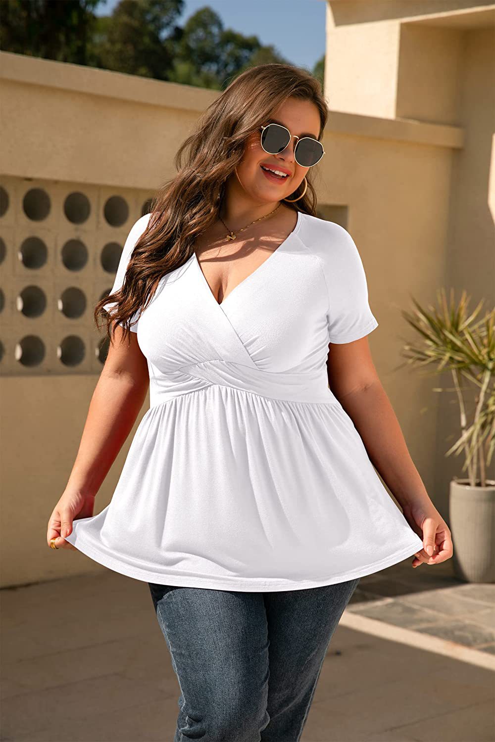 Women's Beautiful Classic Innovative Charming V-neck T-shirts Blouses