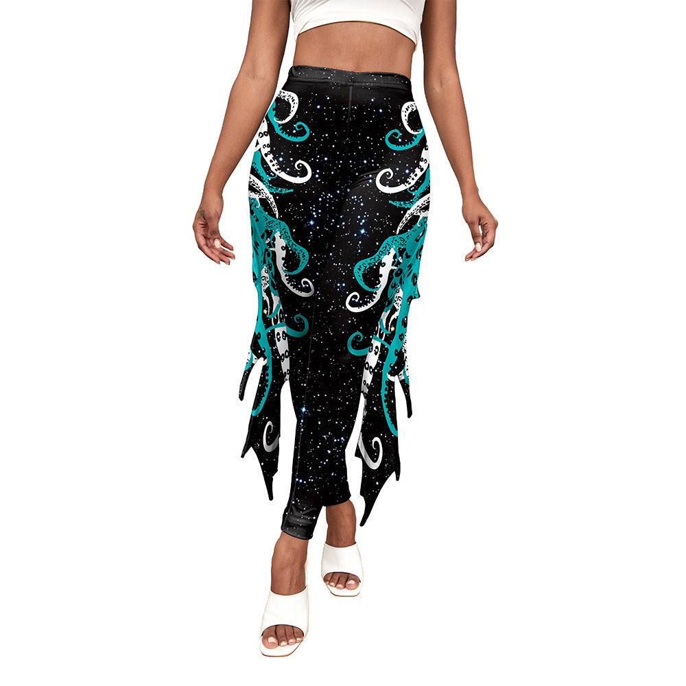 Women's Mermaid Tail Scale Fish Fins Printed Jumpsuits