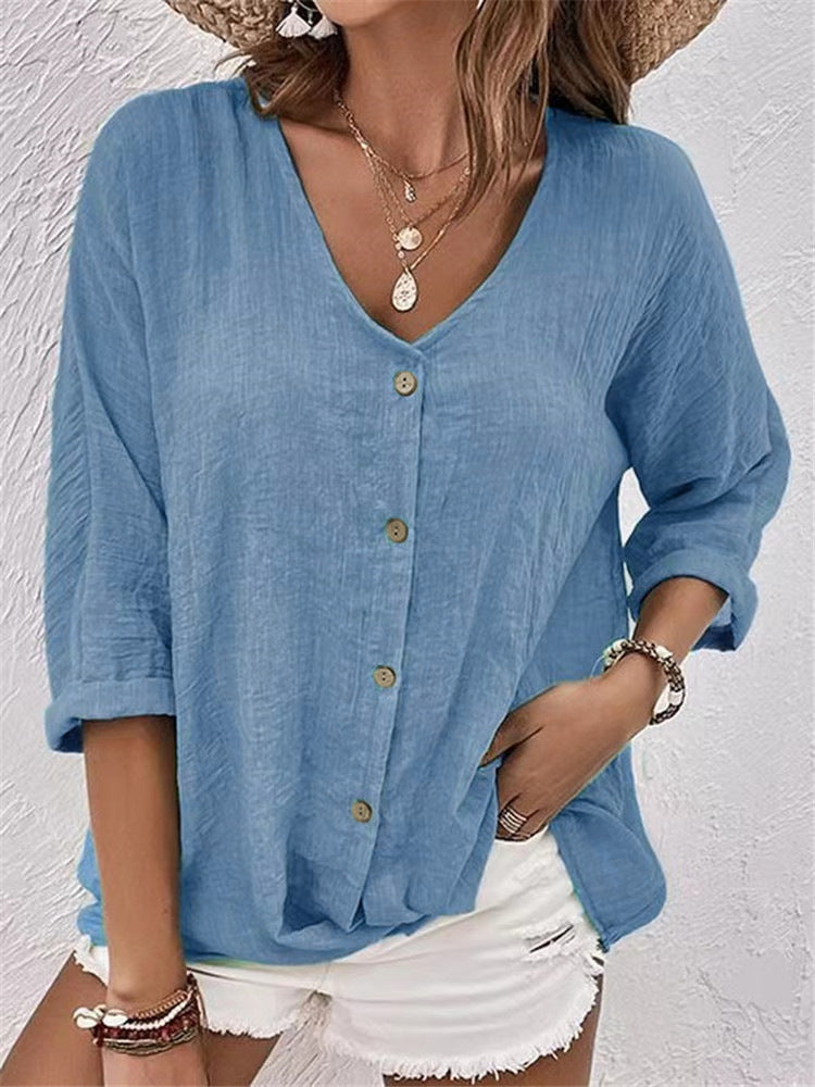 Women's Pullover Sleeve Loose Shirt Casual Blouses